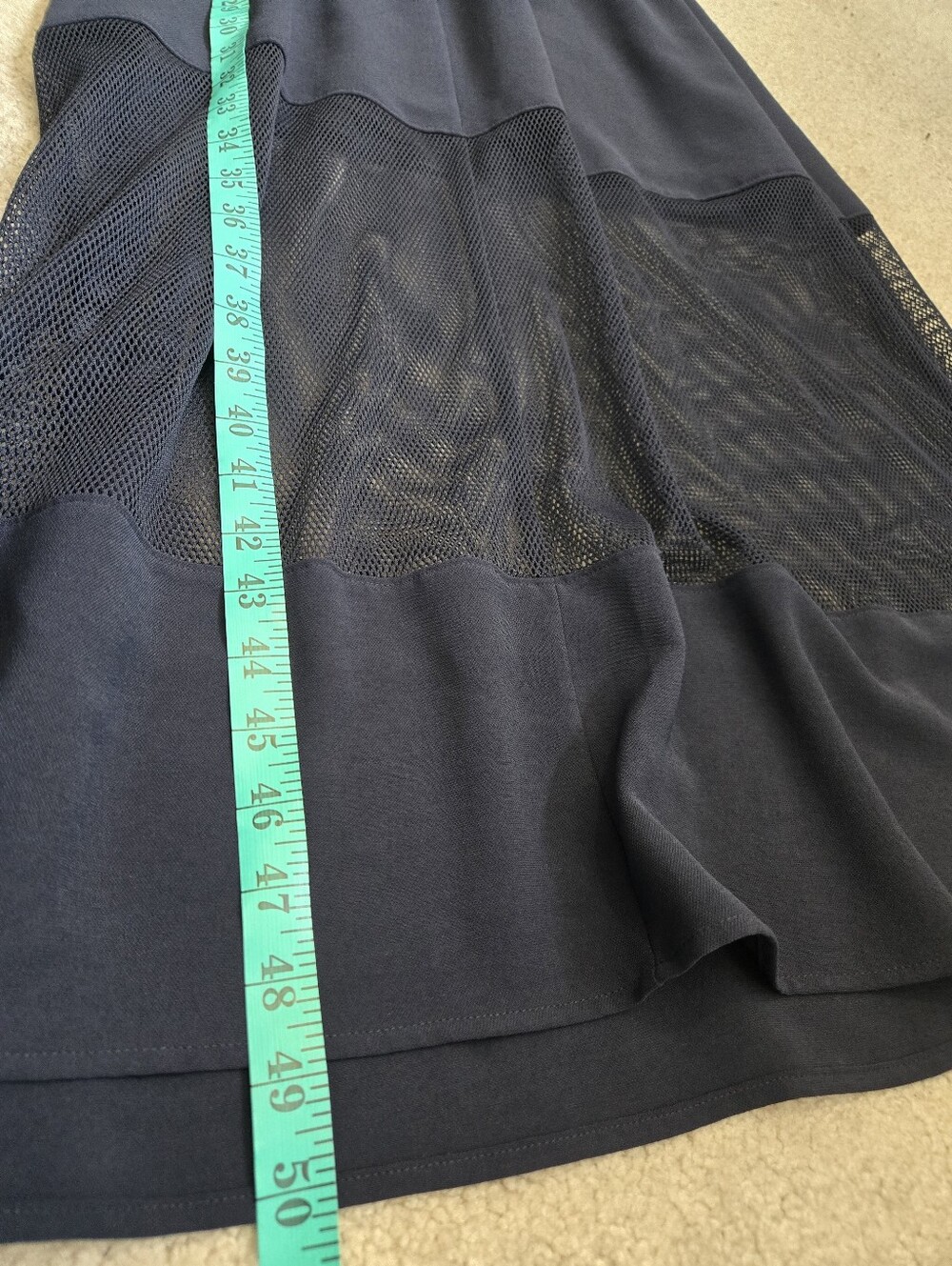 Armani Exchange Navy Sleeveless Maxi Dress with Sheer Mesh Panel. Size 4 - Picture 14 of 14